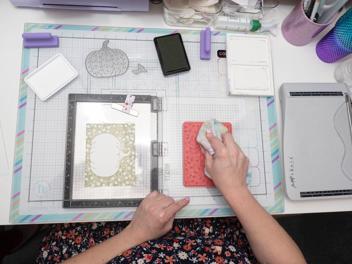 Christina making a card